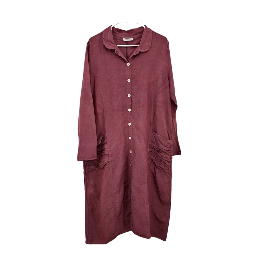 Homefrocks Women's Retro Button Front Midi Dress Lagenlook - M